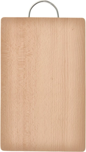Planche à découper en bois avec poignée métallique 33 × 21,5 cm