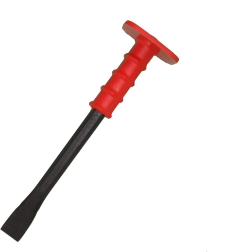 Burin de tailleur de pierre plat avec protège-PVC 250 mm