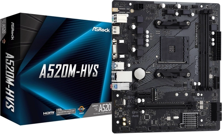 ASRock A520M-HVS Motherboard (AM4, mATX)