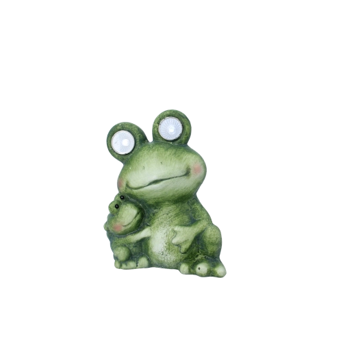 Figurine de jardin grenouille avec yeux LED 13 × 9,5 × 16,5 cm