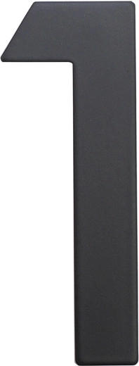 Numero civico 1, 75 mm, acciaio inox, nero opaco