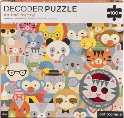 Petit Collage decoding puzzle Animal Festival with 3D glasses, 100 pieces