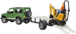 Play Set Bruder SUV and Tracked Mini Excavator JCB with Trailer