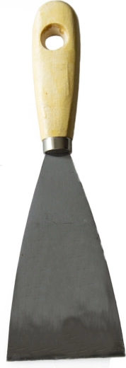 Stainless steel wedge spatula 60 mm with wooden handle