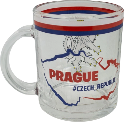 Mug en verre avec motif de la République tchèque 330 ml