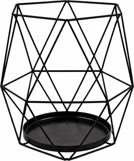 Lanterne géométrique en métal pour bougie, noire, 15 × 15 × 18 cm