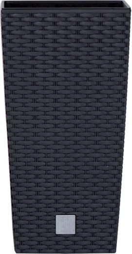 Cache-pot à motif rotin Rato Square avec insert 24 × 24 × 45 cm, anthracite