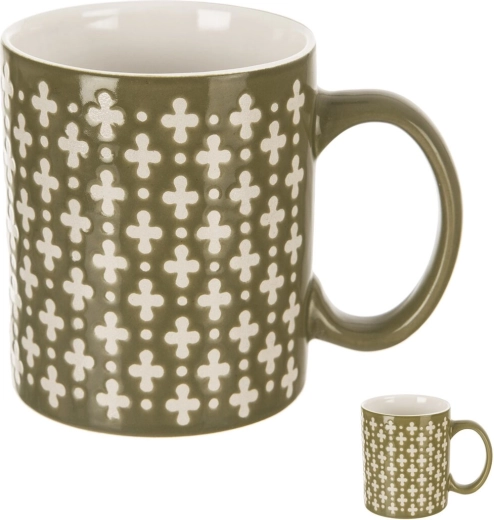 Tazza in ceramica con motivo a croci 350 ml verde