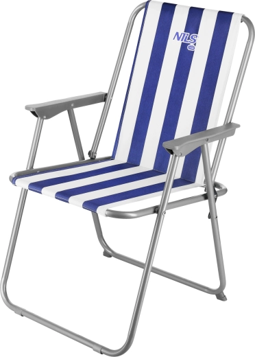 Fauteuil pliant de plage et de camping NILS Camp bleu‑blanc