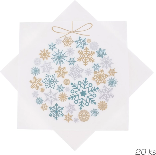 Paper napkins with green bauble motif 33 × 33 cm, 20 pcs