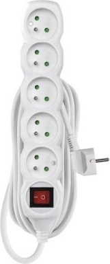 Prodlužovací přívod s vypínačem 5 zásuvek 5 m bílý