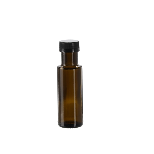 Bottiglietta in vetro Dorica 100 ml verde oliva con tappo a vite (12 pz)
