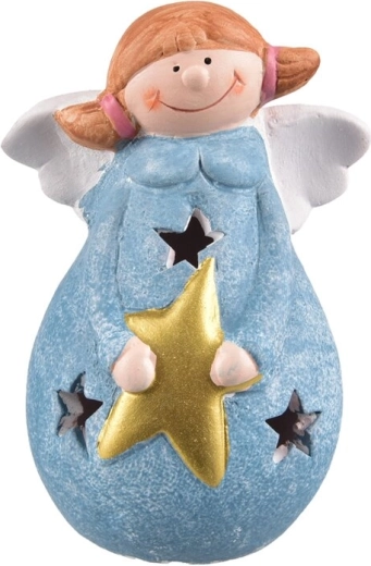 Ceramic angel with a blue LED star