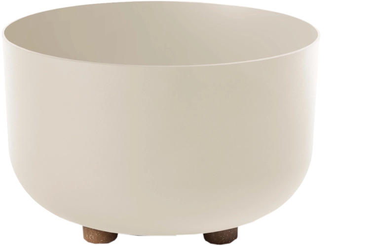 Sofia blomsterskål 27 cm af genanvendt plast, beige mat