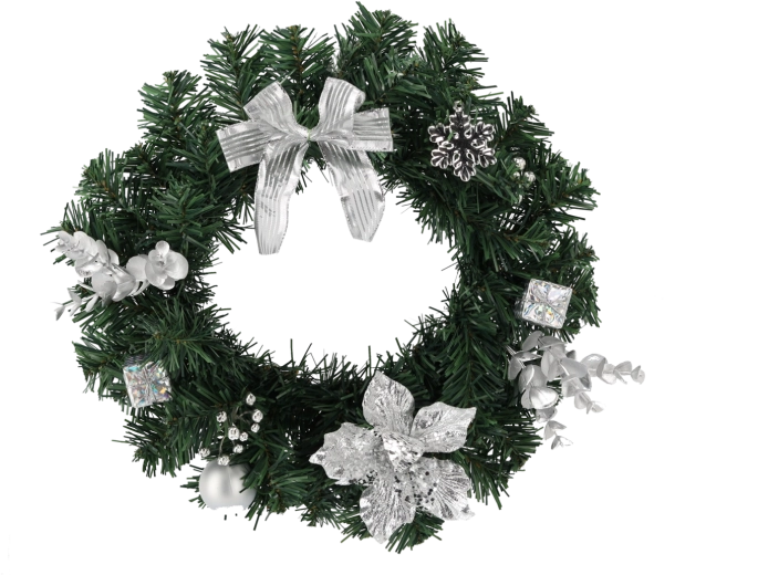Couronne de Noël argentée 30 cm