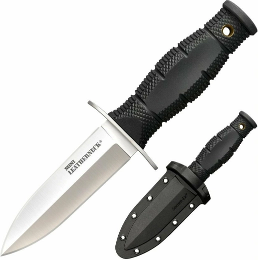 Cold Steel Mini Leatherneck Double Edge – small neck knife 9 cm, black, Kraton, Secure-Ex sheath