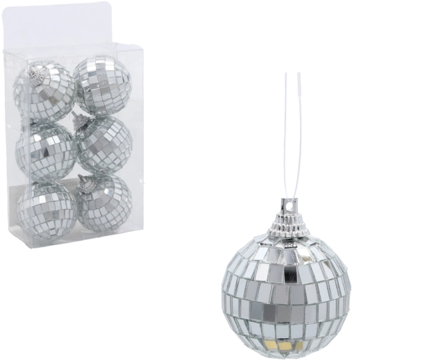 Set de boules de Noël disco 4 cm, 6 pcs