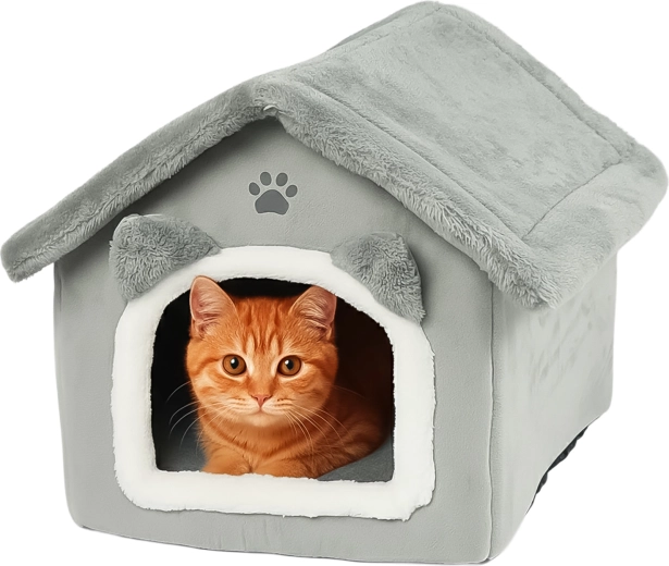 Purlov plush cat house and bed, gray - 1 piece