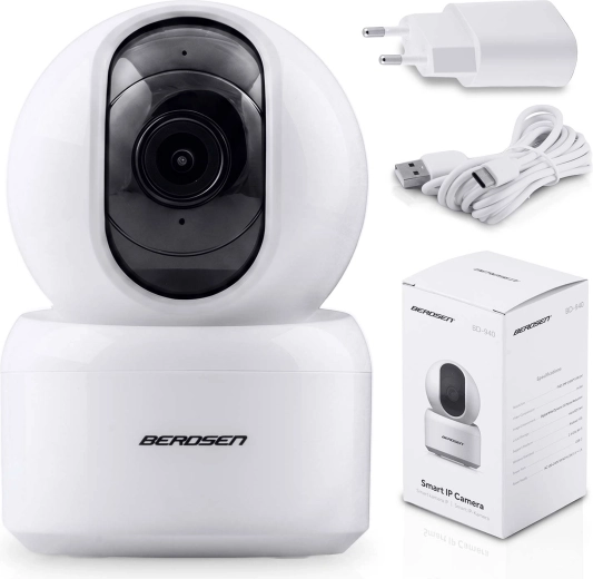 Berdsen roterende IP-kamera Wi‑Fi 3 Mpx til hjemmemonitorering og babyalarm