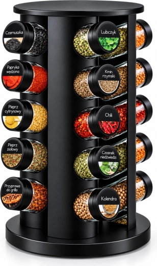 Portaspezie rotante Renew Force con 20 barattoli in vetro