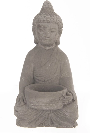 Budha cementový svícen 8 × 16 cm