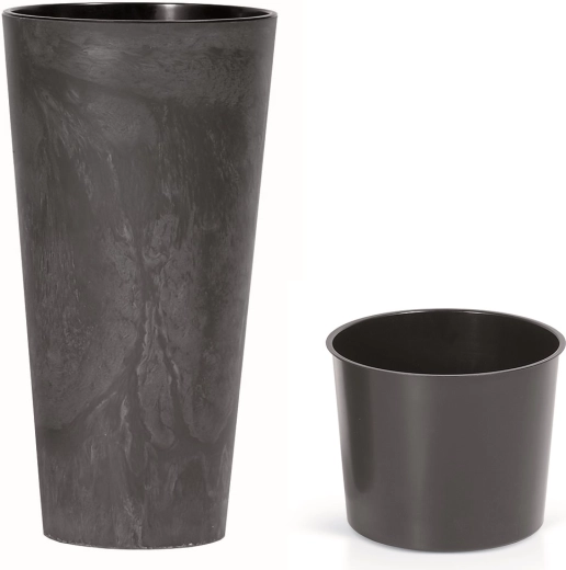 Pot de fleurs avec insert Tubus Slim Beton Effect 30 cm anthracite
