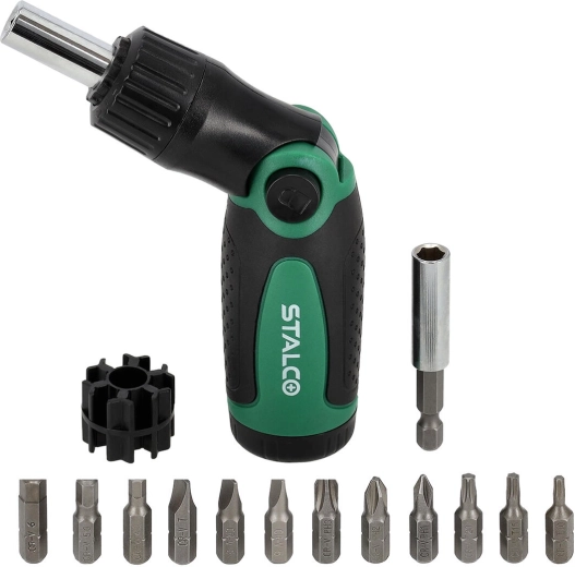 Ráčnový šroubovák s kloubem STALCO, sada 13 dílů