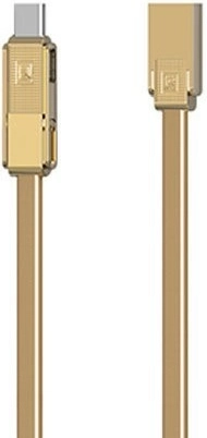 Golden 3-in-1 charging and data cable REMAX (USB‑C, Micro‑USB, Lightning) 1 m