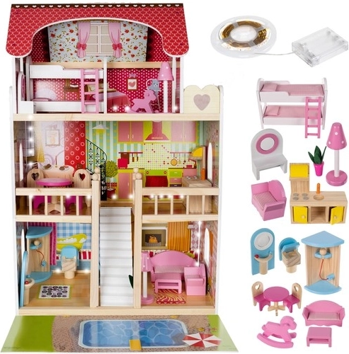 Wooden Dollhouse with Pool