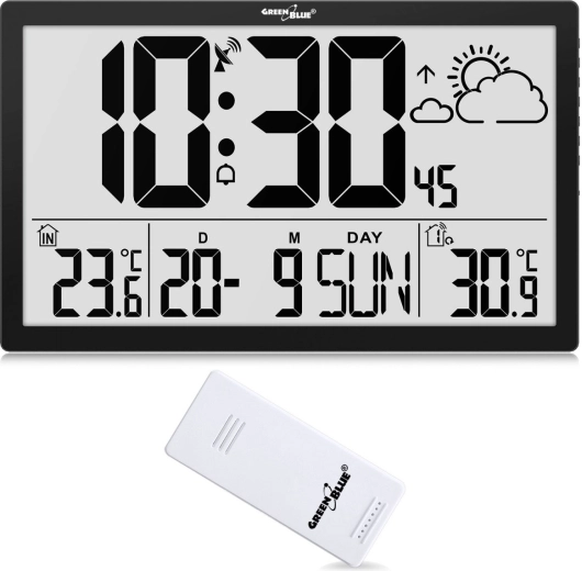 Horloge murale multifonction LCD avec synchronisation DCF