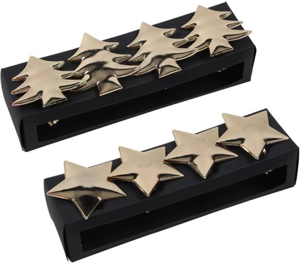 Dekorative servietringe – lyserød juletræ og stjerne, sæt med 4 stk.