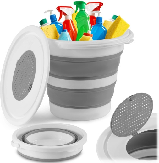 Collapsible silicone bucket with lid 10 l Massido