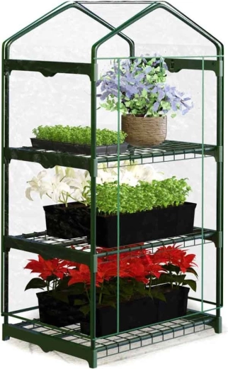 Mini serre de jardin avec 3 étagères 125 × 69 × 49 cm Plonos
