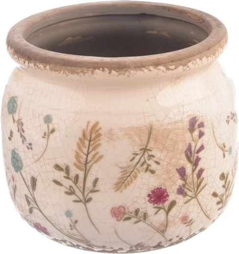 Ceramic plant pot with floral motif 12 × 12 × 10 cm