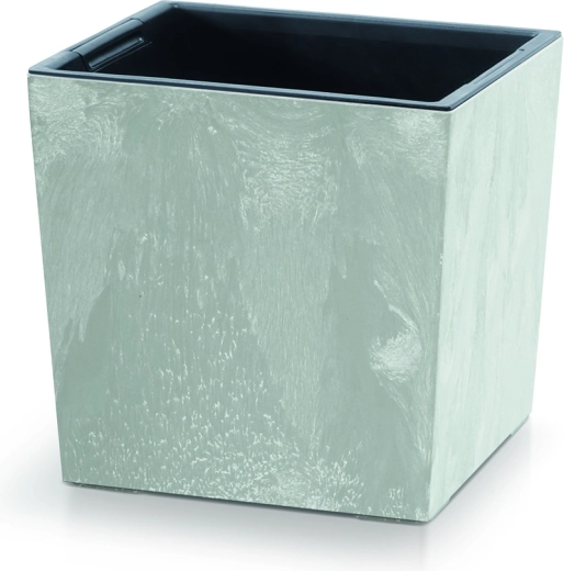 Cache-pot Urbi Square Low effet béton avec insert 30 cm – gris béton
