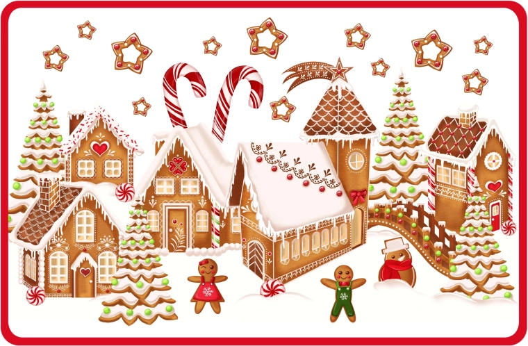 Plastic Placemat Gingerbread Village 28.5 × 44 cm