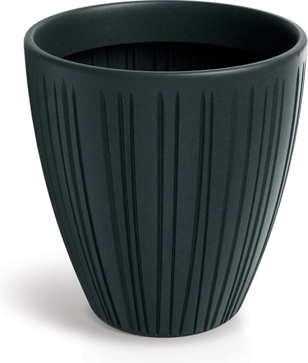 Pot de fleurs rainuré Fero Round 40 cm gris foncé