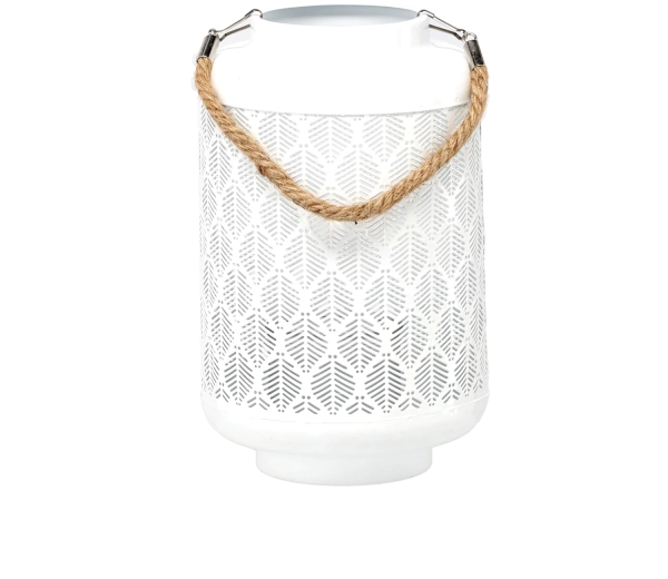 Metal lantern white 41 cm with glass walls