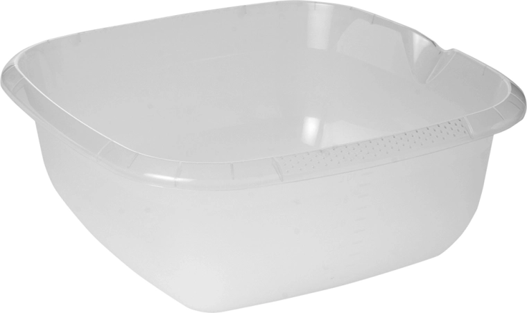 Bassine carrée transparente avec bec verseur 13 l (38 × 38 cm)