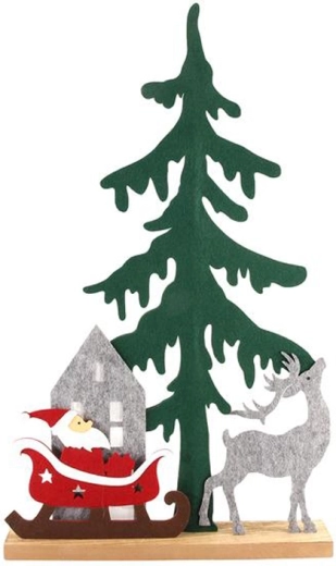 Felt Christmas decoration Santa on sleigh 32 cm