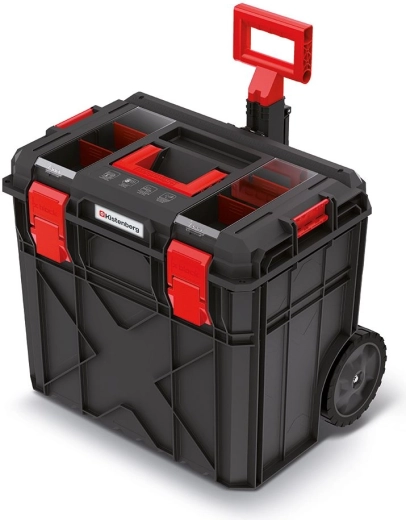 Valise à outils roulante X-Block avec poignée télescopique, noire