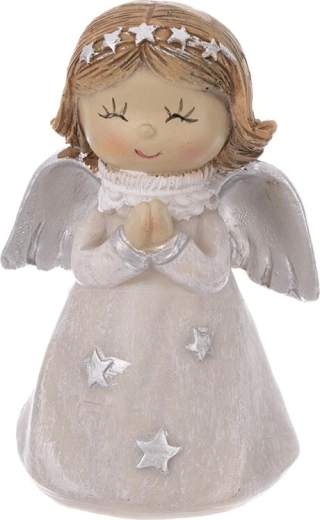Praying angel polyresin figurine in gray