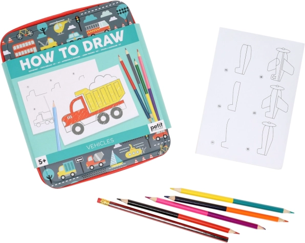 Petit Collage comment dessiner des véhicules – kit créatif pour enfants