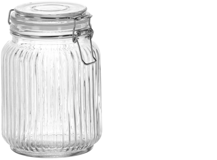 Bocal en verre hermétique avec relief à rayures 1,2 l