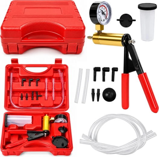 Pompe à vide manuelle avec manomètre pour purge des freins, kit en mallette 120 ml