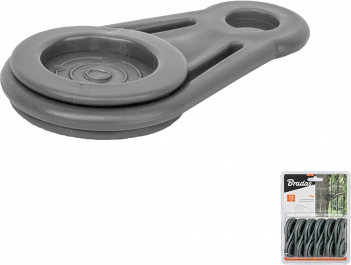 Clamping clip with eyelet and handle, plastic, 12 pcs