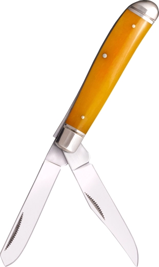 Cold Steel Mini Trapper, couteau de poche jaune à deux lames