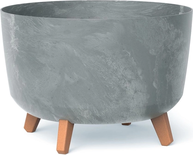 Cache-pot Gracia effet béton 39 cm gris avec pieds