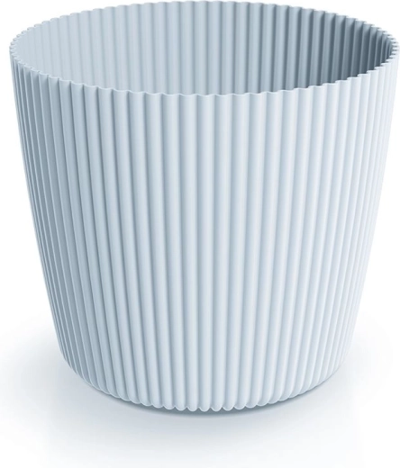 Cache-pot Milly Round 23,6 cm – cache-pot en plastique gris clair à motif rainuré