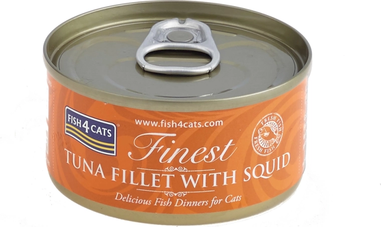 Vådfoder til kat med tun og blæksprutte 70 g Fish4Cats Finest